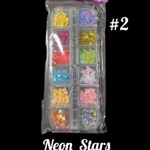 Neon Stars Nail Art